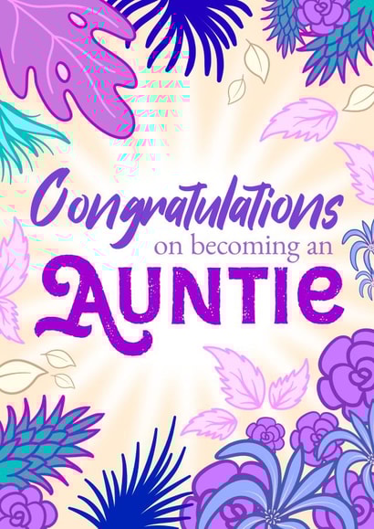Aunt Auntie New Baby Card 3383 created by olliebrownillustration