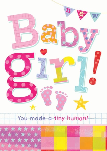 Colourful New Baby Girl Card created by Half-Bee