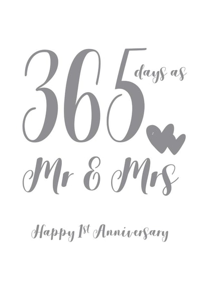Cute 1st Anniversary Card celebrating 365 days of married life created by Louise Potton Designs