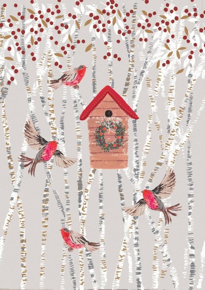 Christmas Robins - Birdhouse - Traditional - Pretty - Woodlands - Cute - Classic - Robins - Classic - Christmas Card created by Louise Tiler