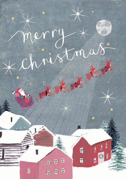 Traditional - Sweet - Santa Sleigh - Reindeer - Classic - Festive - Merry Christmas Card created by Louise Tiler