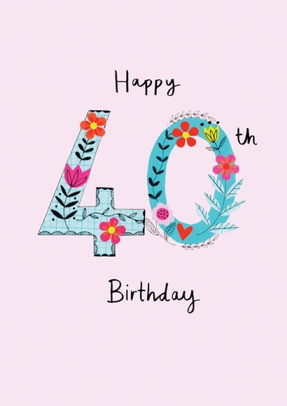 40 flowers Birthday Card 20437 created by Lindsay loves to draw