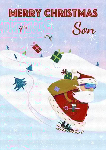 Son Merry Christmas Skiing Santa Card created by Dale Simpson