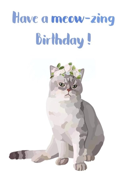 Cat Kitten Birthday Card 18093 created by Sarah Stephenson