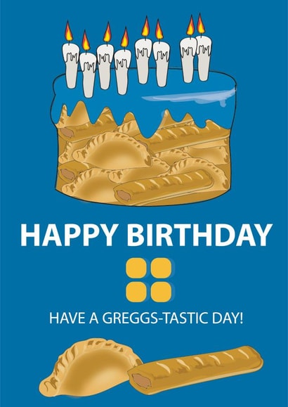 Punny Birthday Card - Greggs - Cake created by KD STUDIO DESIGN