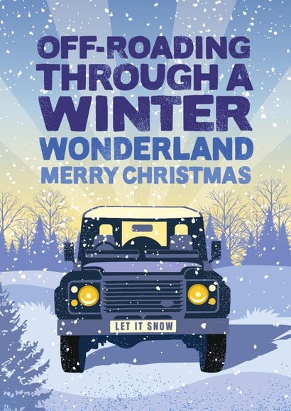 Land Rover winter wonderland Christmas card created by The Typecast Gallery