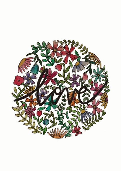 Bright, floral love card created by Round the Corner