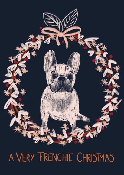 frenchie illustration Christmas Card 6984 created by Babybluesnowflake