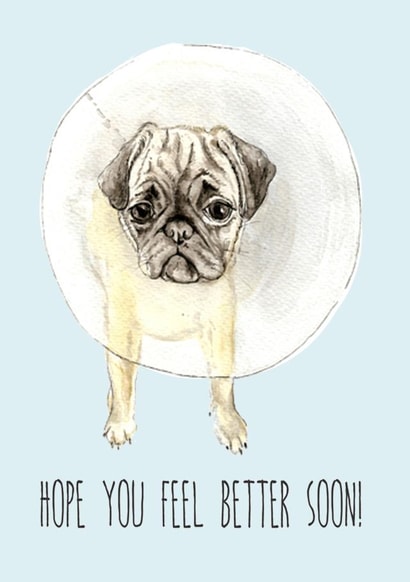 Watercolor Cone Dog Pun Feel Better Get Well Card created by Wandering Laur