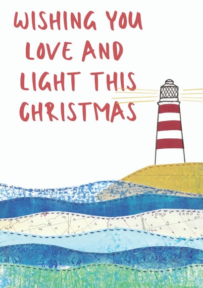 Wishing You Love and Light this Christmas Lighthouse Nautical Card created by NaviStitch