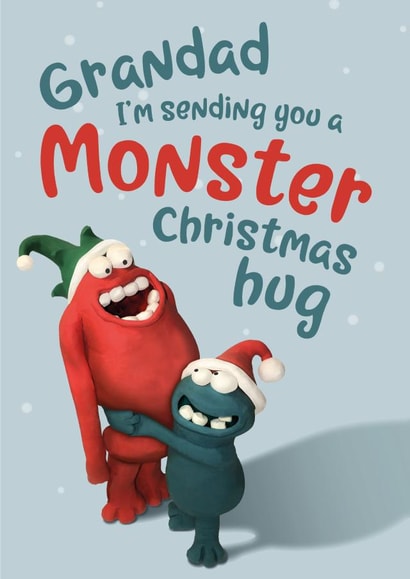 Monster hug for Grandad Christmas card. created by The Supermodels