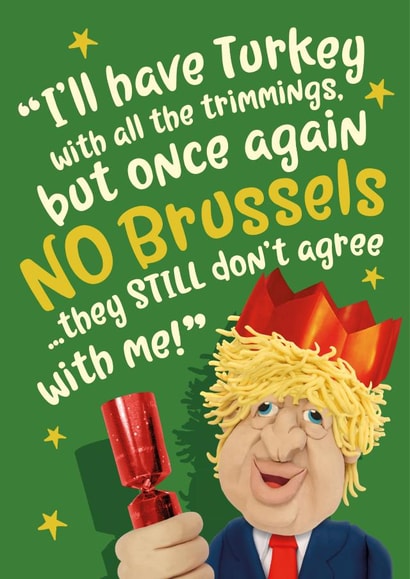 Funny Boris Johnson brussels sprouts Christmas card created by The Supermodels