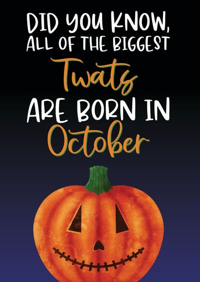 October Halloween Birthday Card 14028 created by The Laughing Sloth