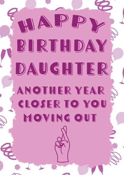 Move out daughter birthday card created by Jolly Ginger Cards