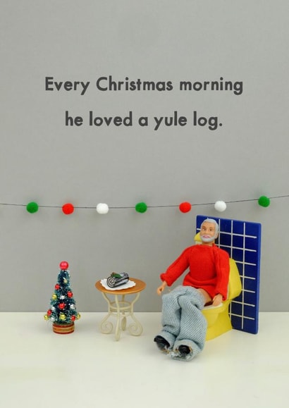 yule log Christmas Card 11626 created by Bold & Bright Cards