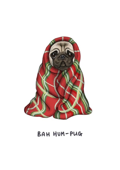 Bah Hum Pug Pug Christmas Christmas Card 13391 | thortful