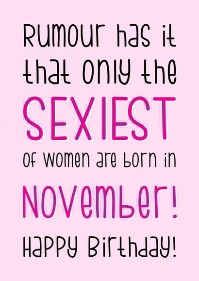 Girlfrined November Birthday Card created by The Laughing Sloth