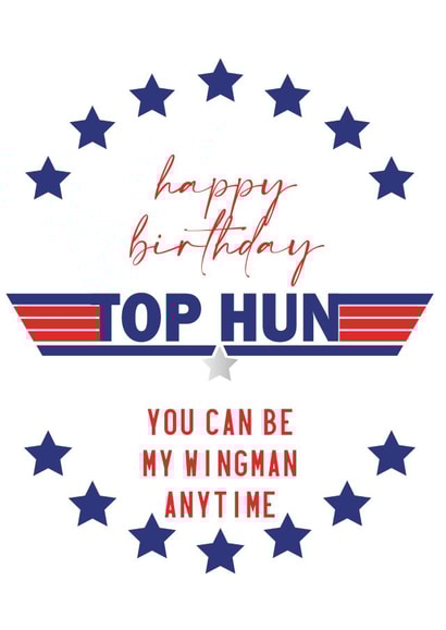 Top Gun Birthday Card - Top Hun Wingman Quote created by Thoughtfully Made UK