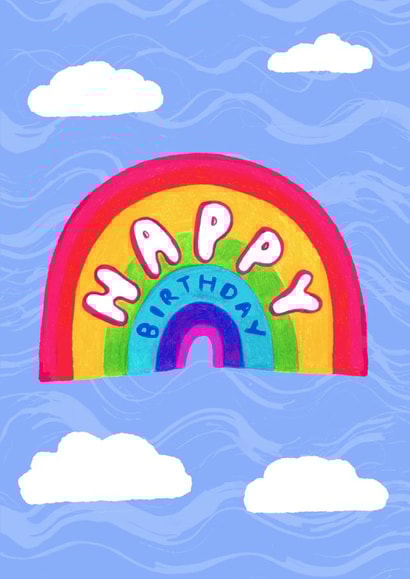 Cute Birthday Card - Rainbow - Clouds created by summerdawnart