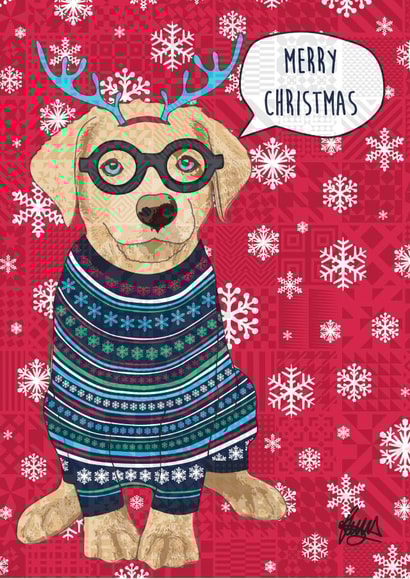 labrador dog Christmas Card 1487 created by Rose Hill Designs