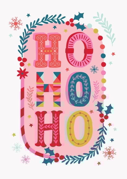 Classic Christmas Card - Ho Ho Ho - Beautiful Typography created by Mifkins