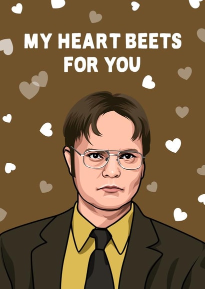 Funny Dwight Quote Anniversary Card / Valentines Day Card - The Office US - My Heart Beets For You created by All Things Banter