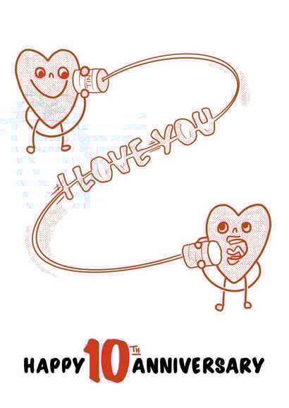 Retro Tin Anniversary Card - 10 Years - I Love You created by Colossal Studio