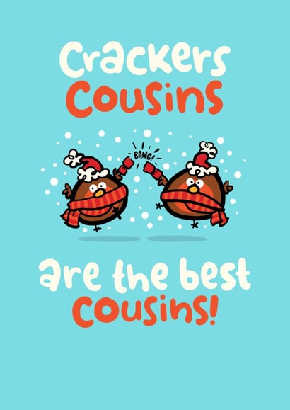 Crackers Cousins - Cousin - Robins - Festive - Fun - Crackers - Christmas Card created by Pink wink
