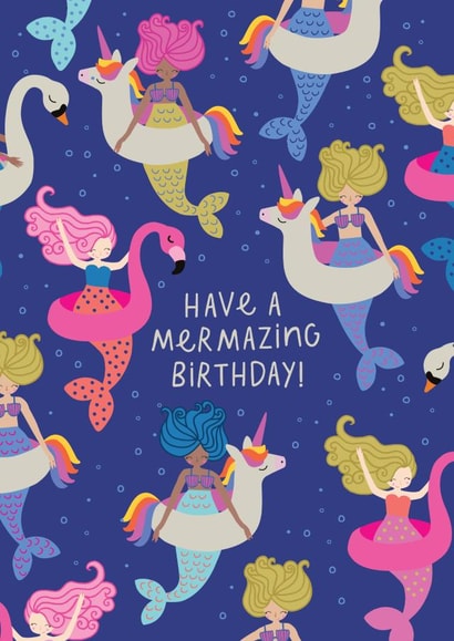 Cute Mermaid birthday card - Mermazing Birthday created by Mifkins