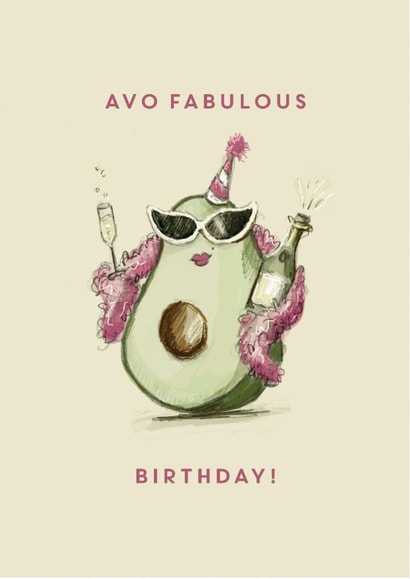 Fabulous Avocado Pun Birthday Card created by @doublepea_designs