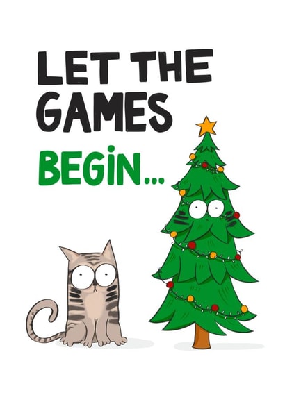 Funny - Let The Games Begin - Cat - Messy Cat - Naughty Cat - Christmas Mess - Christmas Tree - Christmas Card created by Kasia Cards