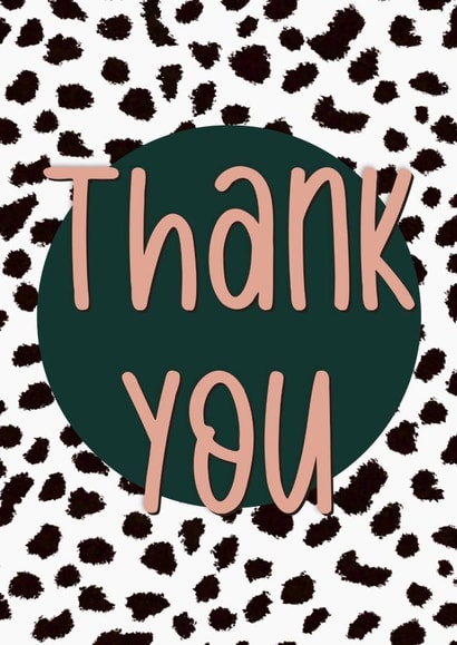 Dalmatian print thank you card created by The Girl Next Draw Cards
