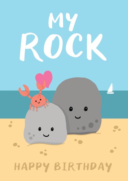 Cute Birthday Card - Pun - My Rock Happy Birthday created by Bev O'Connor || @oconnordesign