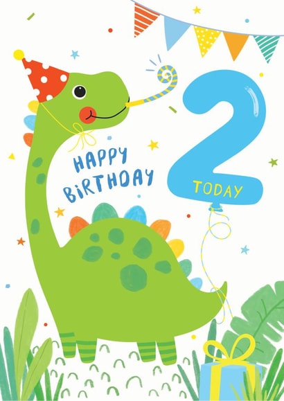 Children's 2nd Birthday Dinosaur card. created by Helen Thompson