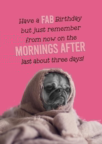 dog pug Birthday Card 12919 created by Pink wink