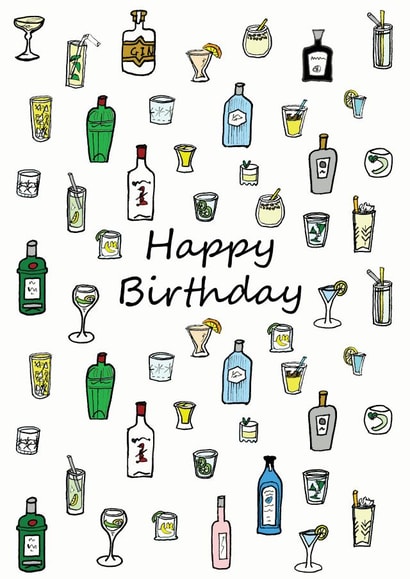 gin alcohol Birthday Card 7126 created by A Ray of Sunshine Cards