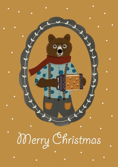 Accordion Animal Christmas Card 45874 created by Grietas Illustrations