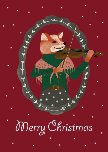 Animals Fox Christmas Card 45875 created by Grietas Illustrations