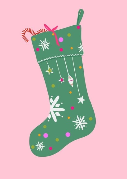 Stocking candy cane Christmas Card 45886 created by Rosewood prints