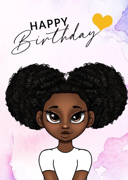 PRINCESS  AFRO Birthday Card 19956 created by IBERE APPAREL