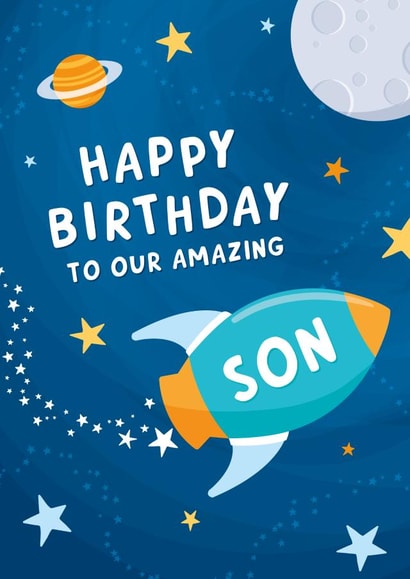 Space Birthday Card for Son created by Macie Dot Doodles