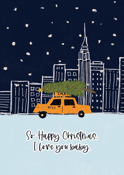 New York Christmas Card - NYC - Fairytale of New York - The Pogues - I Love You Baby - Christmas Card created by Sweetlove Press