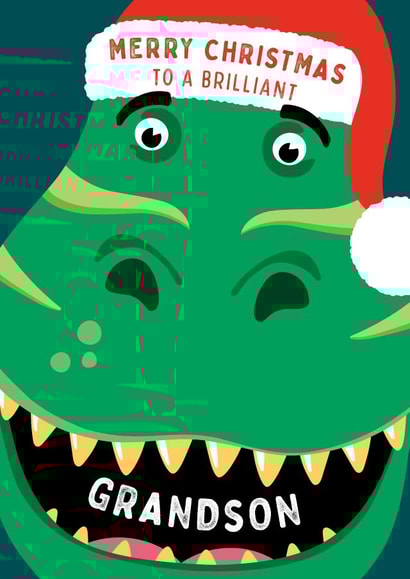 Grandson Dinosaur Christmas Card 4043 created by Macie Dot Doodles