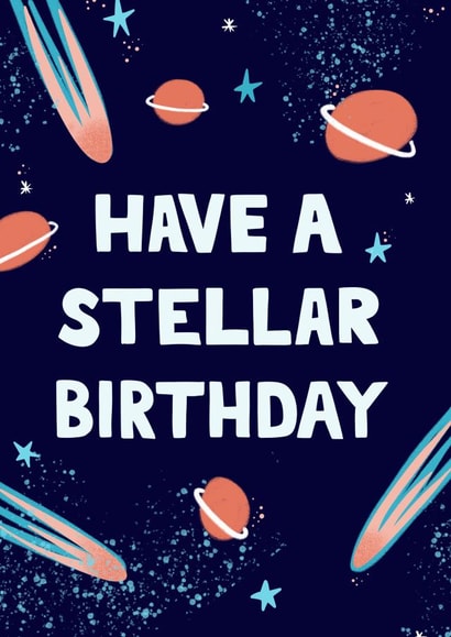 Cute illustrated Stellar Star Birthday Card. created by Lucy Maggie Designs