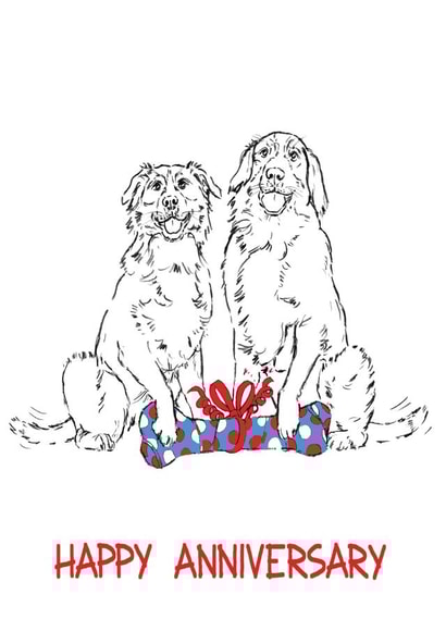Cute Dog Anniversary Card - From The Dogs - Happy Anniversary created by Richard Marsh Art