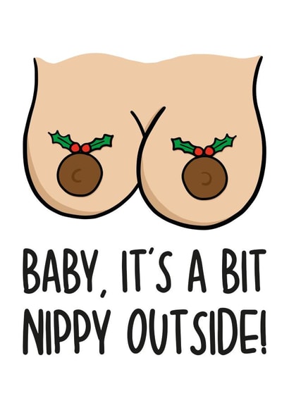 Cheeky Christmas Card | Funny Boobs Pun Card created by TeePee Creations