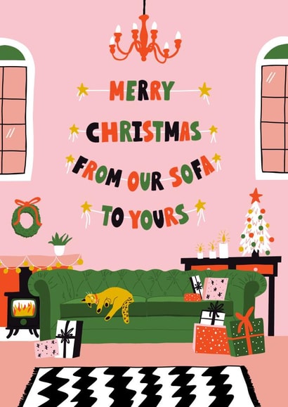 sofa cat Christmas Card 18271 created by Fab Bab