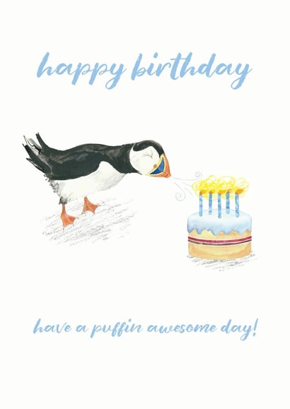 puffin cute Birthday Card 14883 created by Kathleen Illustration