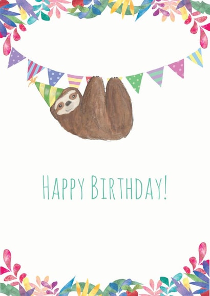 cute sloth Birthday Card 14884 created by Kathleen Illustration