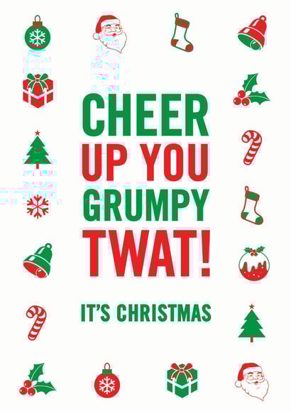 Rude Christmas Card - Grumpy Twat created by Brainbox Candy